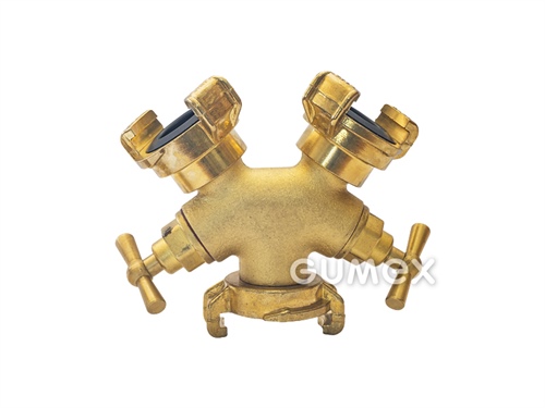 Zweiwegeventil mit GEKA Schnellkupplungen, 1x Innengewinde G 1/2", 2x Außengewinde G 3/4", Messing, 